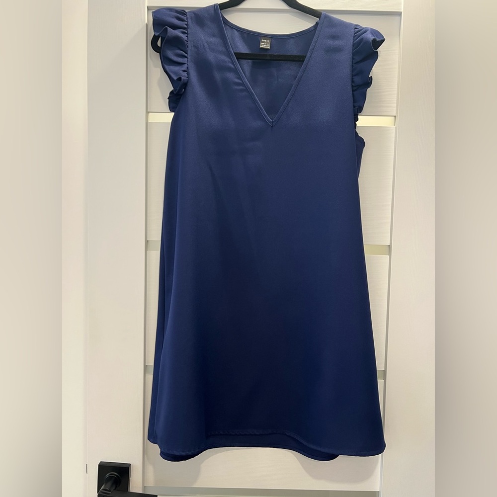 Bundle of 2 SHEIN Dresses Size L Navy Blue & Striped V-Neck Casual - Picture 4 of 6